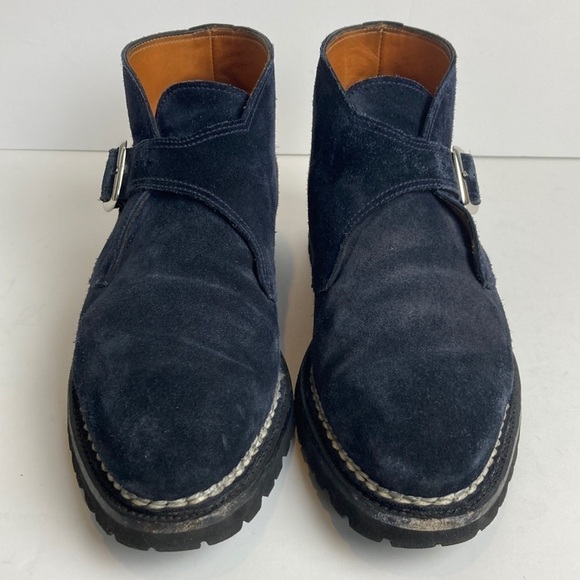 BONTONI Visionario Men’s Navy Blue Suede Monk Boot 9.5 Italian Luxury Designer main image 12